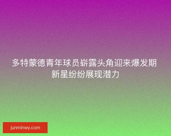 多特蒙德青年球员崭露头角迎来爆发期 新星纷纷展现潜力