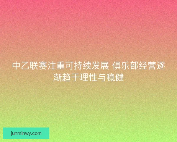 中乙联赛注重可持续发展 俱乐部经营逐渐趋于理性与稳健